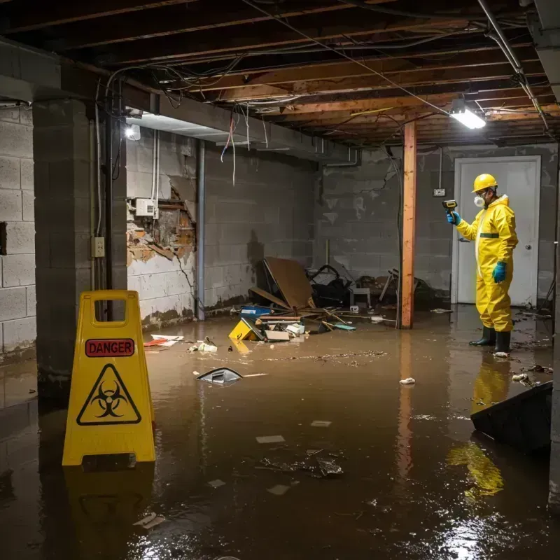 Flooded Basement Electrical Hazard in Christian County, IL Property